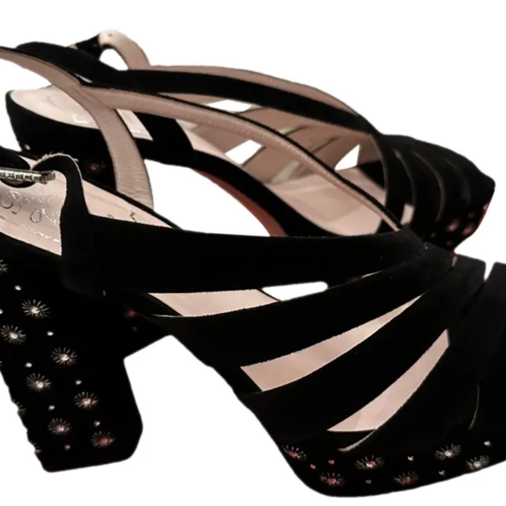 Roger Vivier Suede Crystal Embellishments Slingback Sandals Women's Size:9/5 -10 - Picture 7 of 16